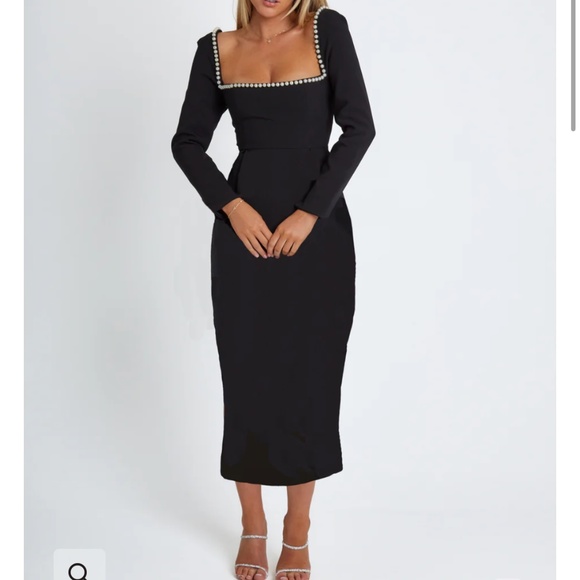 ODD MUSE PEARL MIDI SQUARE NECK DRESS SIZE XS - Picture 1 of 3